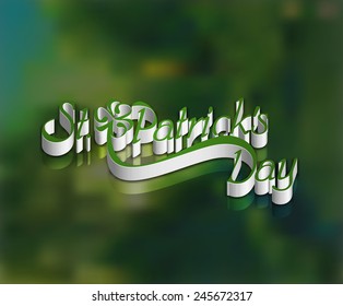 Saint Patrick's Day 3d Typographical Design. 