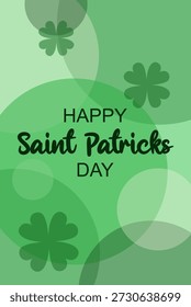 Saint Patricks Day abstract greeting card featuring clover. On green background. vector illustration.
