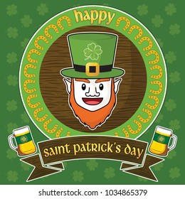 Saint Patrick's day art, with green clovers background, vector illustration