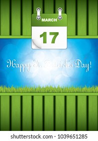 Saint Patrick's day background with calendar.Vector illustration.