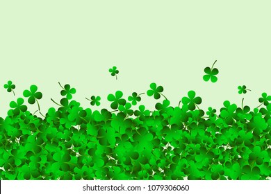 Saint Patricks day background with clover leaves or shamrocks. Vector illustration.