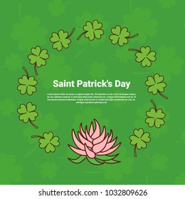 Saint Patricks Day Background With Copy Space Poster Green Shamrock Vector Illustration