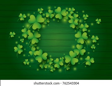 Saint Patrick's day background design of clover leaves with copy space vector illustration