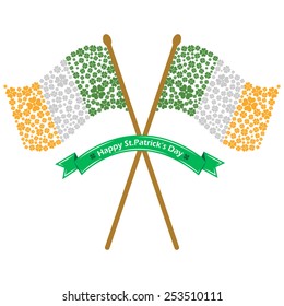 Saint Patrick's Day background with flag of Ireland in vector