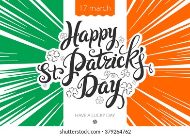 Saint Patricks Day Background with flag of Ireland