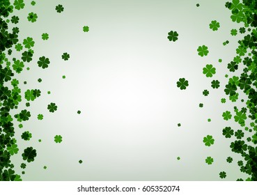 Saint Patrick's day background with four-leaved shamrocks. Vector paper illustration.