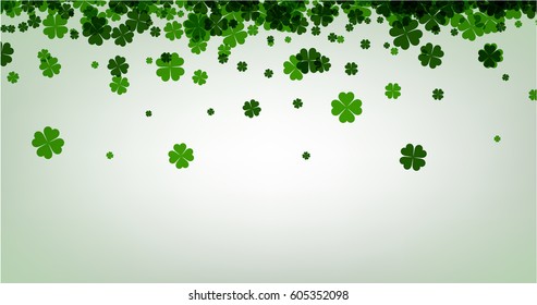 Antecedentes del día de San Patricio con rocas de champú de cuatro hojas. Ilustración de papel vector.