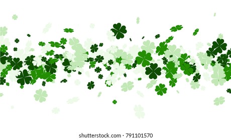 Saint Patrick's day background with four-leaved shamrocks. Vector paper illustration.