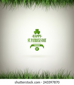 Saint Patrick's Day Background  With Grass, Leaf And Title Inscription