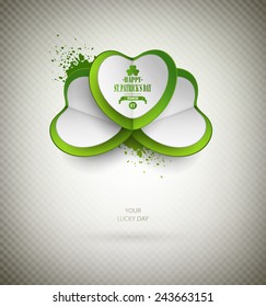 Saint Patrick's Day Background  With Grass, Leaf And Title Inscription