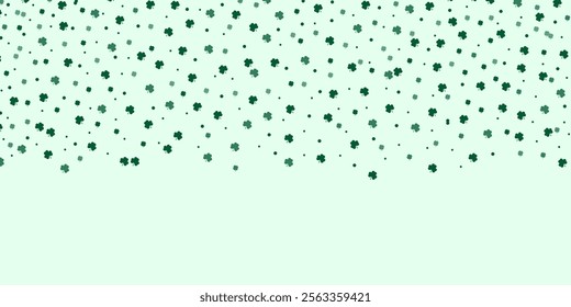 Saint Patricks Day background. Green clover leaves on green background. 