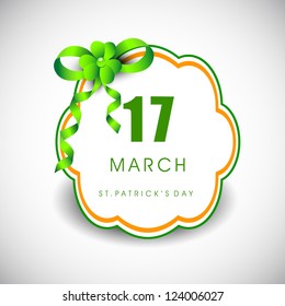 Saint Patrick's Day background or greeting card with green ribbon. EPS 10.