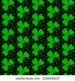 Saint Patrick's day background with shamrock. Green clover leaves seamless pattern