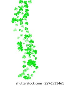 Saint patricks day background with shamrock. Lucky trefoil confetti. Glitter frame of clover leaves. Template for party invite, retail offer and ad. Merry saint patricks day backdrop.