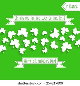 Saint Patrick's Day background with shamrock, greeting card