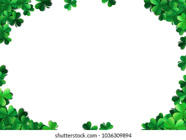 Saint Patricks day background with sprayed clover leaves or shamrocks