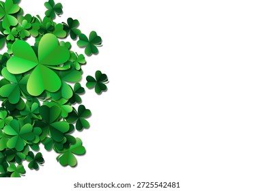 Fundo do dia de Saint Patricks com folhas de trevo pulverizadas ou trevos