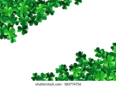 Saint Patricks day background with sprayed clover leaves or shamrocks.