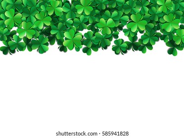 Saint Patricks day background with sprayed clover leaves or shamrocks