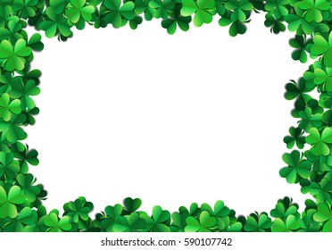 Saint Patricks day background with sprayed clover leaves or shamrocks