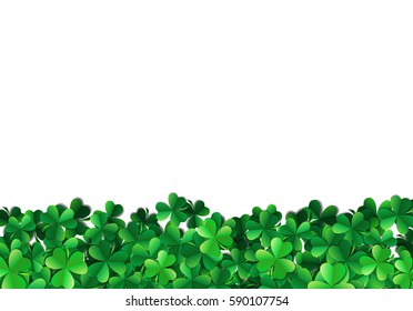 Saint Patricks day background with sprayed clover leaves or shamrocks