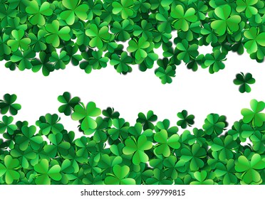 Saint Patricks day background with sprayed clover leaves or shamrocks