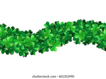 Saint Patricks day background with sprayed clover leaves or shamrocks