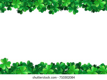 Saint Patricks day background with sprayed clover leaves or shamrocks