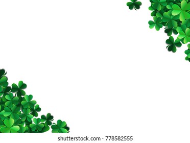 Saint Patricks day background with sprayed clover leaves or shamrocks