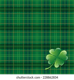 Saint Patricks Day background with tartan, cloverleaf and place for your text - vector illustration