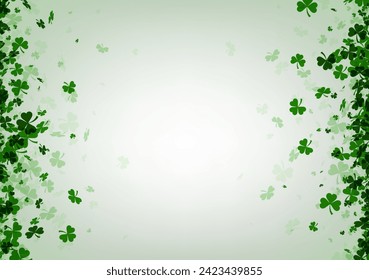 Saint Patrick's day background with three-leaved shamrocks. Vector paper illustration.