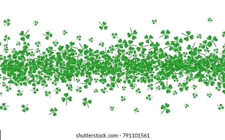 Saint Patrick's day background with three-leaved shamrocks. Vector paper illustration.