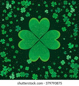 Saint Patrick's Day background. Vector design with clover leaves for greeting card, poster, flyer.