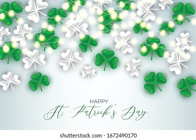 St. Patricks Tag Banner Hintergrund mit Kleeblatt. Vektorillustration.