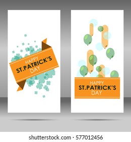 Saint Patrick's Day banner with balloons and leaves of clover