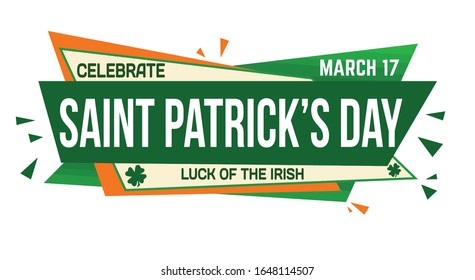  Saint Patrick's day banner design on white background, vector illustration