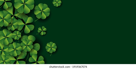 Saint patrick's day banner design of clover leaves on green background vector illustration