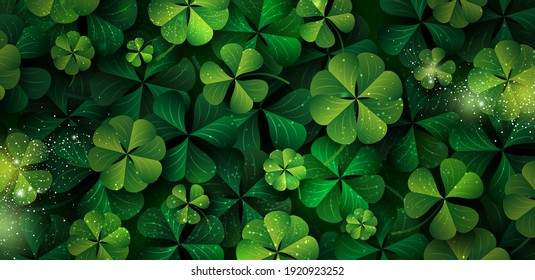 Saint patrick's day banner design of clover leaves with copy space vector illustration