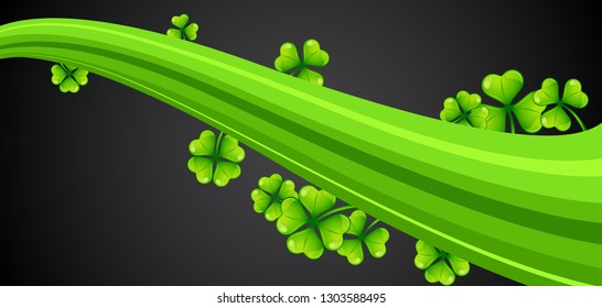 Saint Patricks Day banner. Holiday illustration with clover.