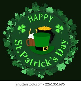 Saint Patrick's Day Banner. Irish Saint Patrick party beer festival poster. 17 March celebration, invitation. Vector illustration.
