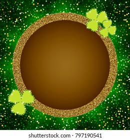 Saint Patricks Day banner with shining Shamrock. Vector illustration