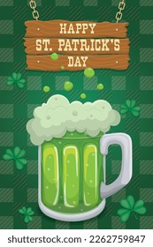 saint patricks day banner with wood sign and holiday green ale