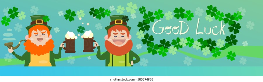 Saint Patrick's Day Beer Festival Banner Greeting Card Flat Vector Illustration