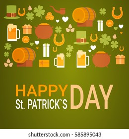 Saint Patrick's Day Beer Festival Banner Greeting Card Flat Vector Illustration