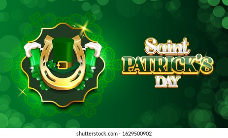Saint Patrick's Day beer and golden ribbon poster design
