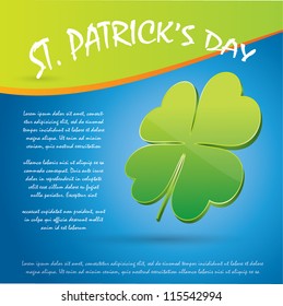Saint Patrick's Day blue and green background with glossy clover