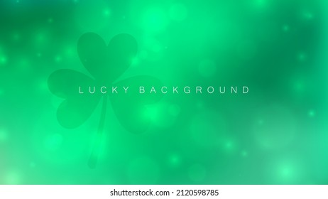 El Día de San Patricio desdibujó el fondo con el shamrock. Pancarta de degradado de color verde borroso abstracto con efecto bokeh. Plantilla para su diseño gráfico de vacaciones. Ilustración vectorial.