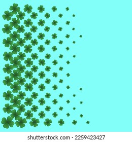 St. Patrick's Day-Grenze mit grünen vierblättrigen grünen Kleeblatten auf weißem Hintergrund. Vektorgrafik. Party Einladung Design, typografische Vorlage. Glückliche und erfolgreiche Symbole