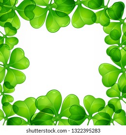 Saint Patricks day border pattern with lucky clover leave or shamrock. Vector illustration.