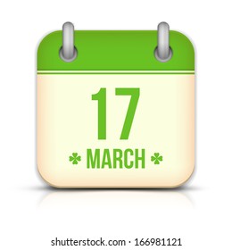 Saint Patrick's day calendar icon with reflection